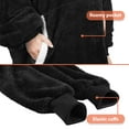 thumbnail image 3 of Catalonia Hooded Blanket for Women - Cozy Oversized Sherpa Fleece Sweatshirt Blanket with Sleeves and Huge Pockets,Gifts for Adult teen Men,BLACK, 3 of 6