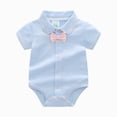 thumbnail image 4 of Baby Onesies Boy Infant Baby Boy Bow Short Sleeve Bodysuit Romper Banquet Wedding Gentleman Jumpsuit Clothes, 4 of 9
