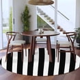 thumbnail image 4 of Striped Black White Round Living Room Rugs 5 ft, Classic Vertical Striped Simple Washable Area Rug with Non-Slip Sturdy Edge Binding Round Carpet for Entryway Kitchen Bedroom Bathroom, 4 of 9