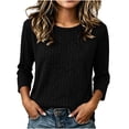 thumbnail image 3 of Noric Women's 3/4 Length Sleeve Tops Crew Neck Ribbed Knit Pullover Casual Loose Fit Lightweight Blouse, 3 of 7