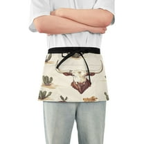 Yayeee Waist Apron with Pockets for Cooking Waterproof Half Server Aprons, Cowboy Pattern