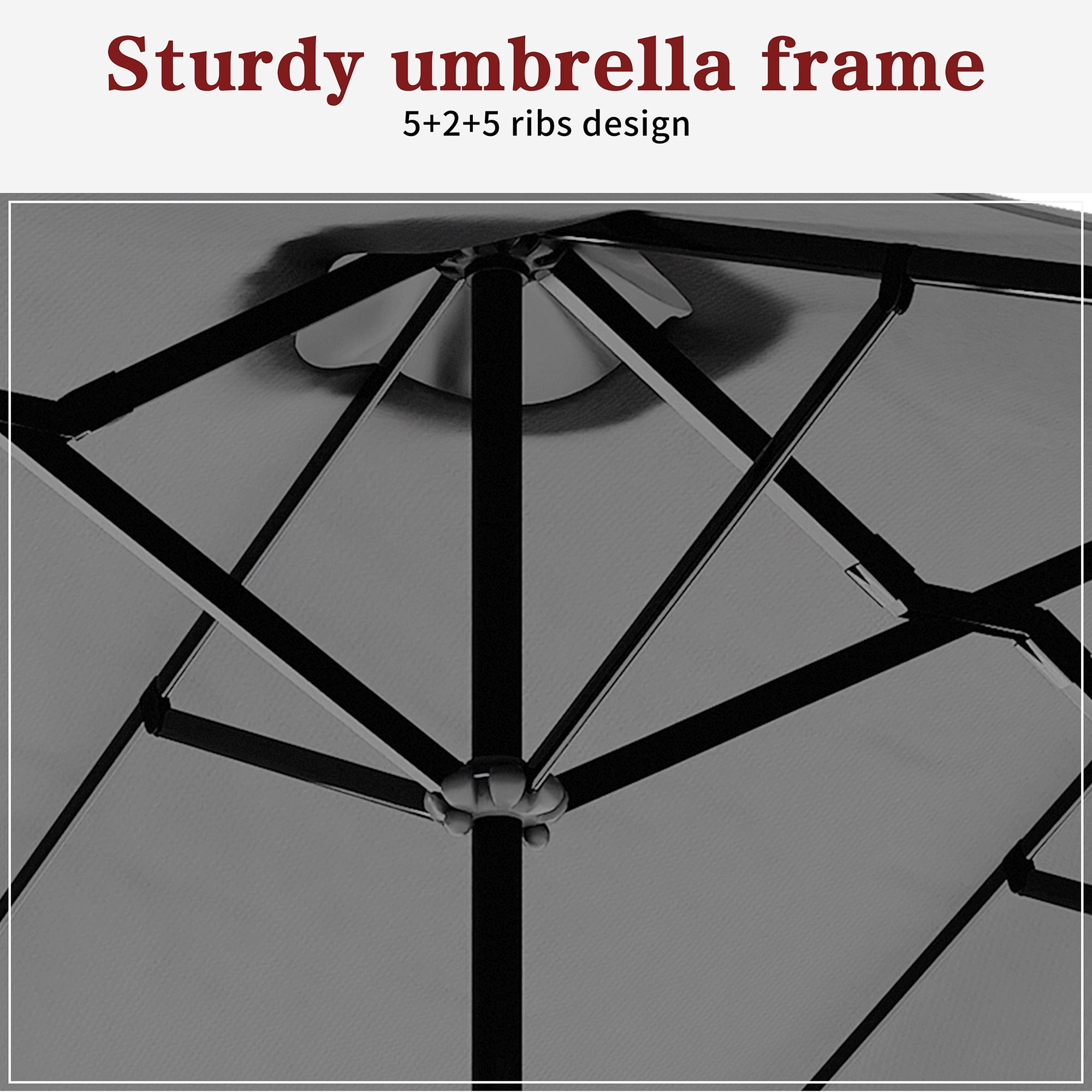 Walsunny 16 FT Large Outdoor Patio Umbrella with Base Included, Double-Sided Rectangular Umbrella with Crank Handle for Outside, Gray