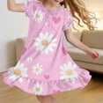 thumbnail image 2 of HAOTAGS Girls Floral Sleepwear Dress, Short Sleeve Flare Flowy Ruffles Hem Cute Casual Home Dress Multicolor Size 8, 2 of 9