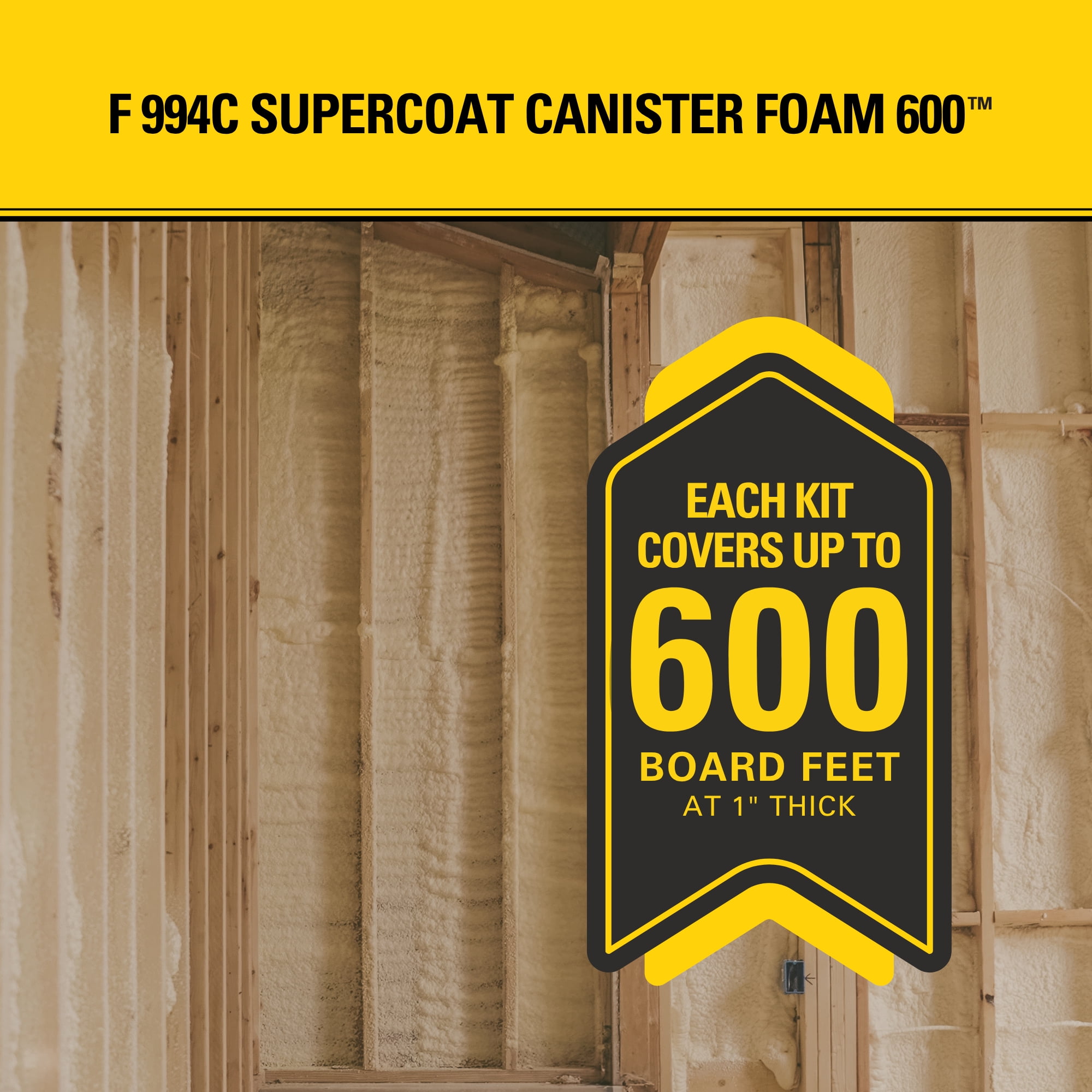 Stanley F994C SuperCoat Canister Spray Foam Insulation Kit (600 Board Feet) - Class A Fire Rated Closed Cell Two-Component Polyurethane Foam - R-6.27 per Inch - Includes Gun & Hose, 1 Pack