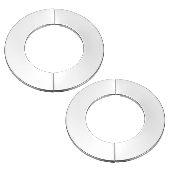 Uxcell Wall Split Flange 3" (83mm), Stainless Steel Round Self-Adhesive Escutcheon Plate, Silver 2 Pcs