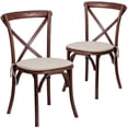 thumbnail image 2 of BizChair 2 Pk. Stackable Mahogany Wood Cross Back Chair with Cushion, 2 of 7