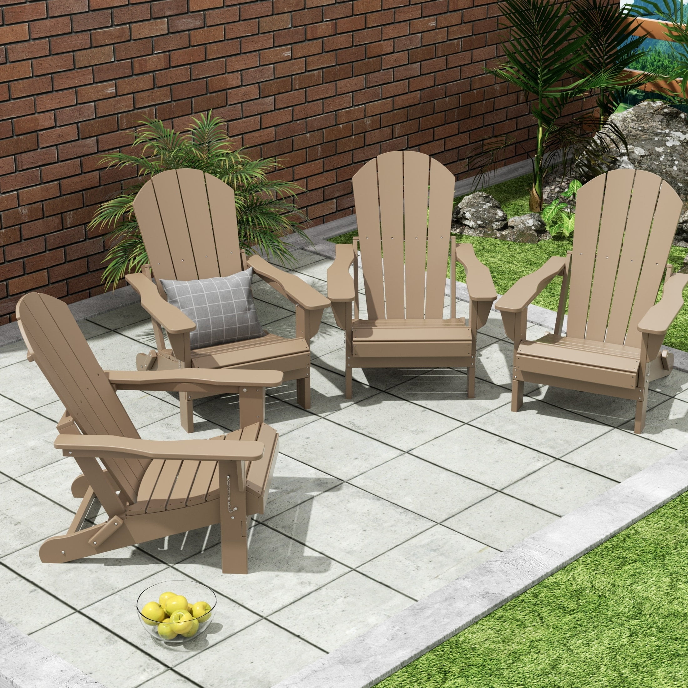 Polytrends  Laguna Weather Resistant Outdoor Patio Folding Adirondack Chairs (Set of 4) Lime