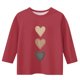thumbnail image 3 of Blusas y camisas de cuello redondo y manga larga para niños, blusas/camisas de poliéster con estampado de corazones, mangas 3/4 y cuello redondo, elegantes e informales., 3 of 4