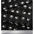 thumbnail image 2 of Soimoi Black Cotton Voile Fabric Cat & Moon Star Print Fabric by the Yard 42 Inch Wide, 2 of 3