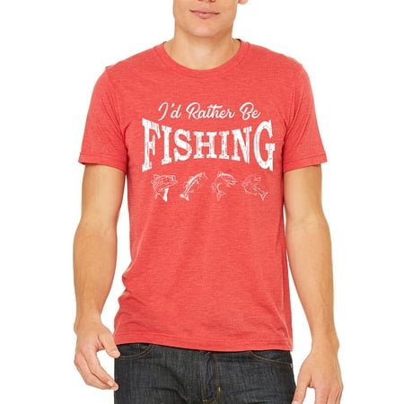 Men's I'd Rather Be Fishing Red Tri Blend T-Shirt C1 X-Large