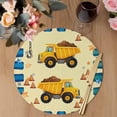 thumbnail image 3 of Yellow Truck Round 15 Inch Placemats Set of 4, Stars Blue Checkered Modern Farmhouse Art HeatResistant Non Slip Place Mats for Dining Table, Wipeable Braided Kitchen Table Mats for Housewarming, 3 of 9