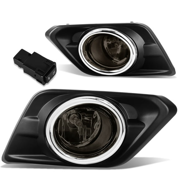 DNA Motoring FL-ZTL-217-SM For 2014 to 2016 Nissan Rogue Pair Bumper Driving Fog Light Lamp Bezel Switch Smoked Lens 15