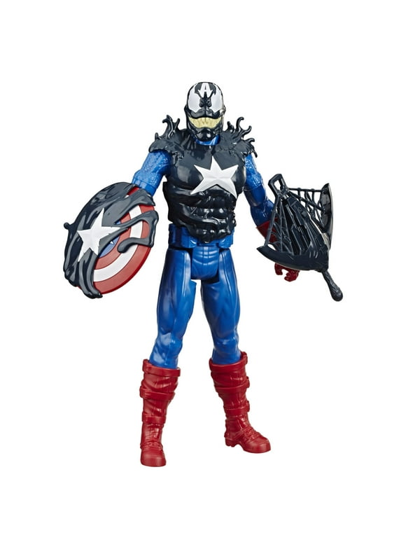 Marvel Spiderman: Maximum Venom Titan Hero Captain America Toy Action Figure for Boys and Girls (12)
