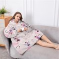 thumbnail image 5 of Oversized Wearable Blanket Hoodie,Light Pink Fairy Pattern Sherpa Blanket Hoodie with Super Pockets,Super Warm Fuzzy Pullover for Women & Men, 5 of 6
