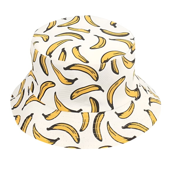 TELOLY 2026 New Unisex Adult Double Sided Wear Banana Bucket Hat Sunscreen Outdoors Cap White for Outdoor Activities, Hiking, Beach Trips, Gardening, Casual Wear, Sun Protection.
