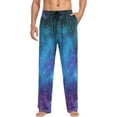 thumbnail image 4 of FREEAMG Men's Pajama Pants with Pockets Sleepwear Lounge Pants Stretch Casual Galaxy Stars Universe Navy Purple 26, 4 of 7