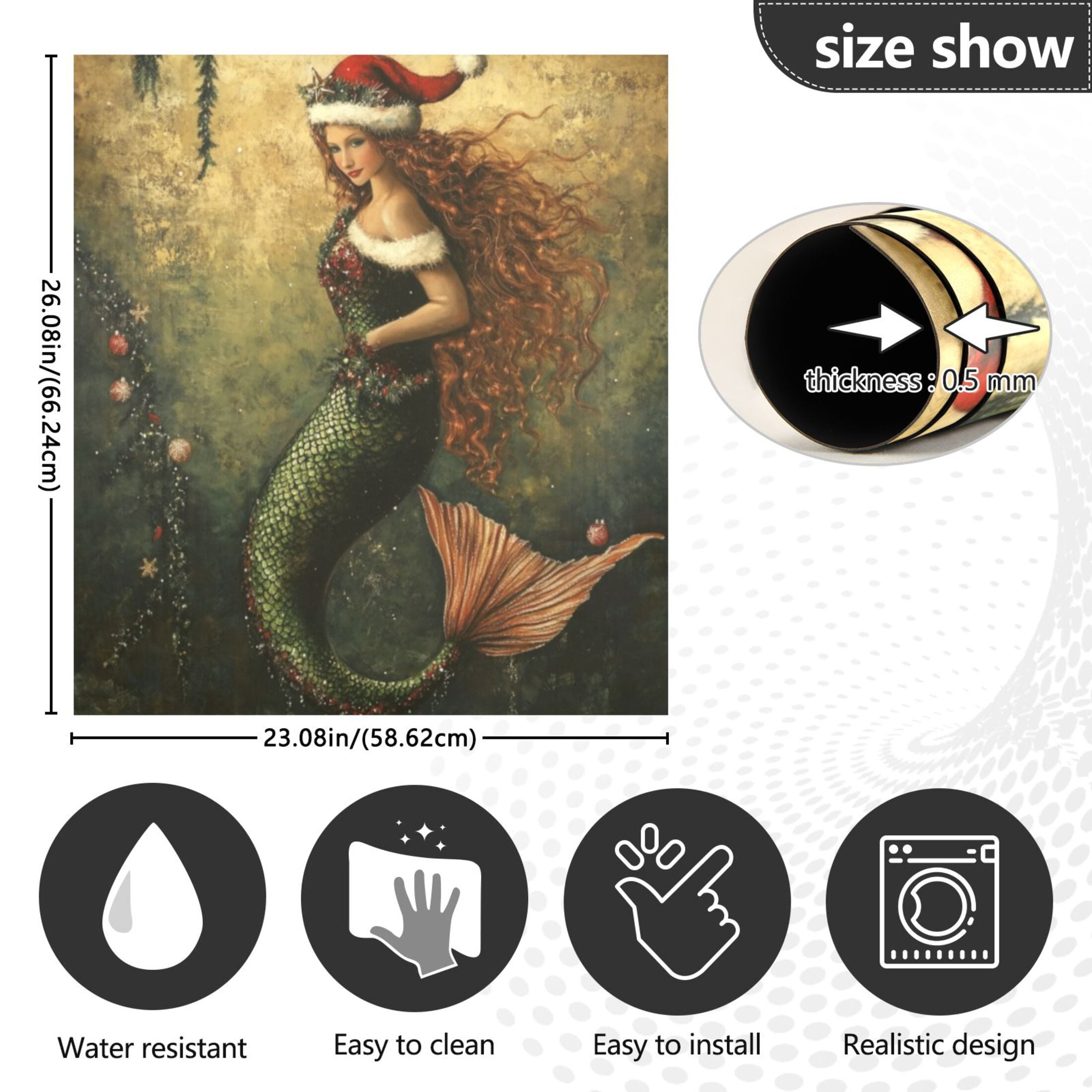 Dishwasher Magnetic Sticker 23x26 Inch Refrigerator Magnetic Sticker Washing Machine Magnetic Sticker Kitchen Panel Magnetic Sticker Home Decor Christmas Pretty Mermaid