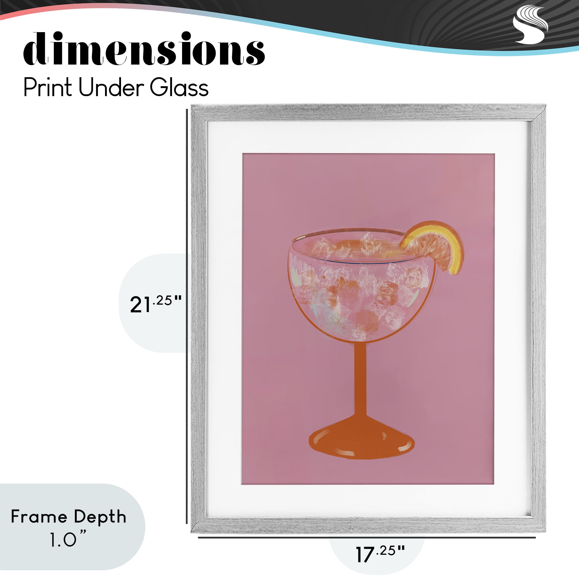 Stupell Industries Paloma Glass over Pink Gray Framed Print Under Glass, design by Robin Maria