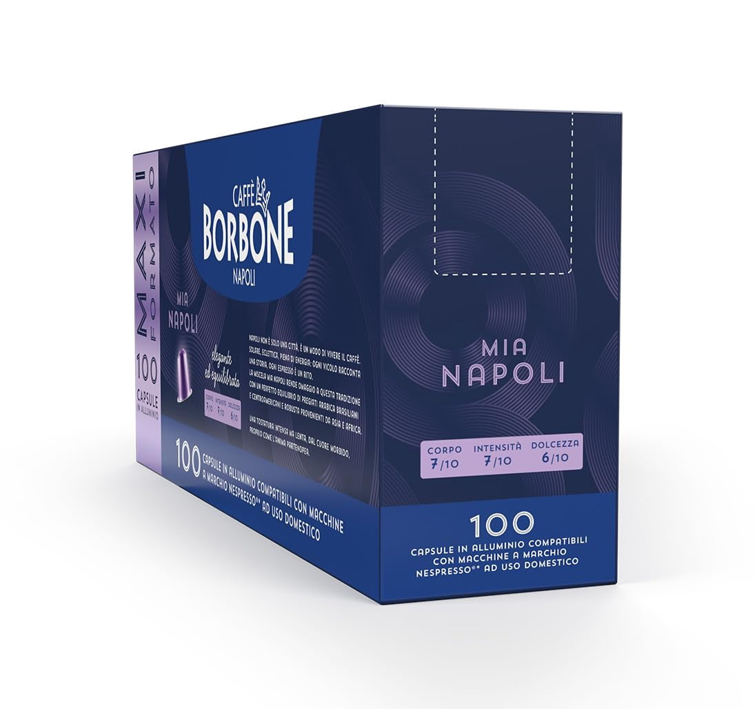 Caffè Borbone Nespresso Compatible Aluminum Coffee Pods, Mia Napoli, Genuine Italian Coffee, 100 Count (10 Packs of 10)