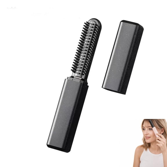 Portable Wireless Mini Bang Styling Comb, Cordless Hair Straightener Brush with USB Rechargeable Design for Travel, Quick Touch-Ups and Daily Hair Use