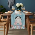 thumbnail image 2 of Easter Bunny Table Runner - 48 Inch Long, Kitchen Dining Table Runner Dresser Scarves, Colorful Eggs Cute Rabbit Blue Country Wooden Farmhouse Decor for Coffee Tables Wedding Party Banquet, 2 of 8