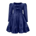 thumbnail image 2 of Cethrio Party Dresses for Girl, Long Sleeve Crew Neck Casual Birthday Princess Dresses Blue Size 10-12, 2 of 3