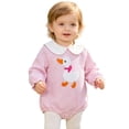 thumbnail image 6 of Baby Girl Fall Winter Bubble Romper Infant Long Sleeve Bodysuit for 6-12 Months 12-24 Months Baby Pink,6-12 Months, 6 of 9
