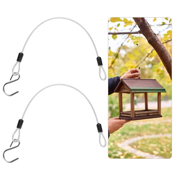 2Pack 30cm Stainless Steel Cable Chain Wire Bird Feeder Hanger with Hook Clear