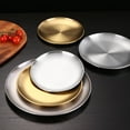 thumbnail image 2 of Stainless Steel Dining Dish Camping Picnic Tray Dirt Proof Kitchen Bar Tableware Fruit Snack Cake Plate Kitchen Accessories 1pcs 34cm, 2 of 6