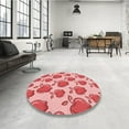 thumbnail image 4 of Ahgly Company Machine Washable Indoor Round Transitional Pastel Pink Area Rugs, 7' Round, 4 of 7