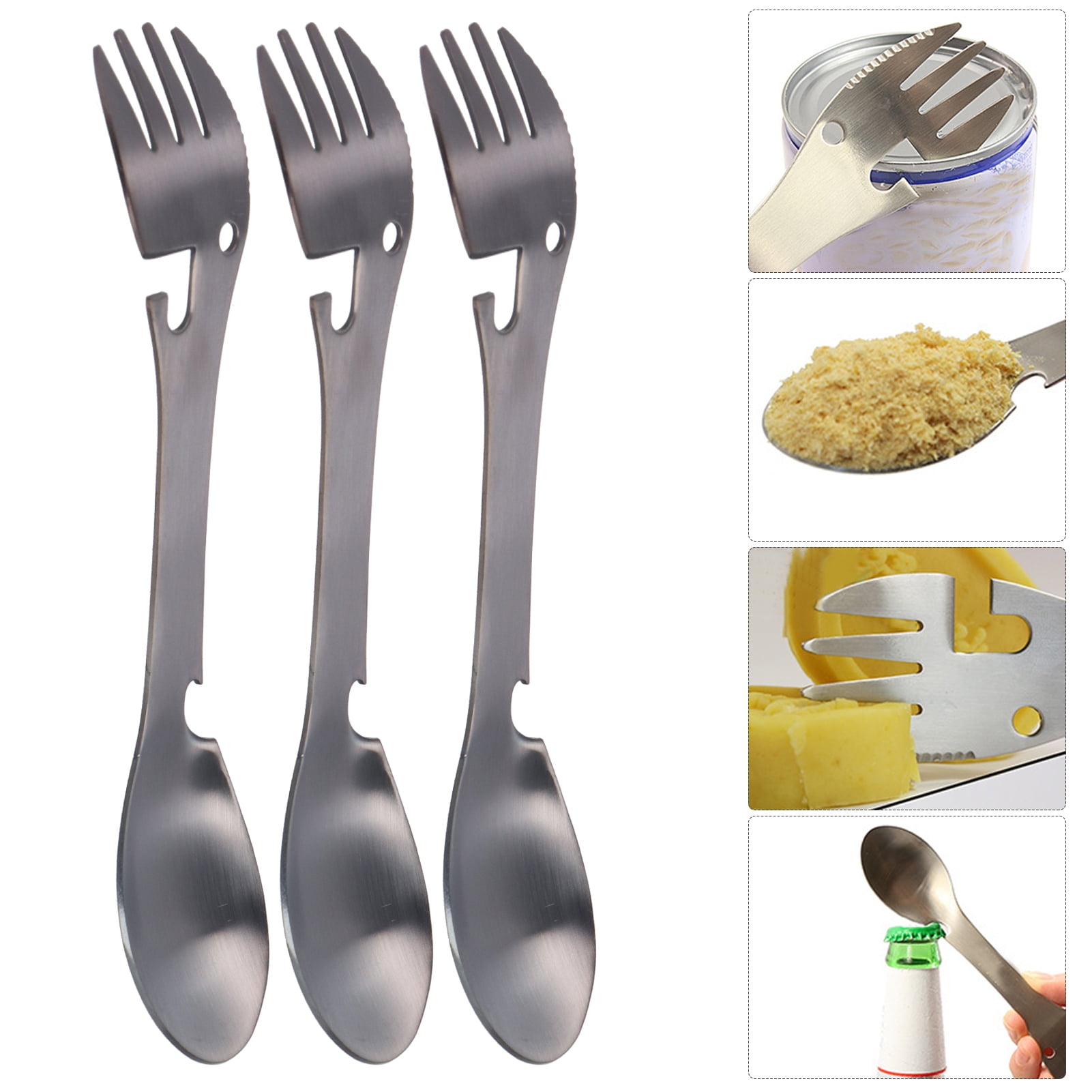 Details about   5 in 1 Outdoor CAMPING TOOL PICNIC FORK SPOON Lightweight Stainless Steel