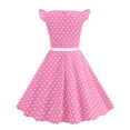 thumbnail image 5 of CAICJ98 Girls Ruffle Sleeve 50s Style Dress Girls Vintage Dresses Audrey 50's Retro Dress for Toddler Girls 1950s Polka Dot Rockabilly Swing Party Dresses Pink,8-9 Years, 5 of 7