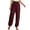 Red, variant on Casual Pants for Women 2026 Spring Fall Cotton Linen Elastic High Waist Drawstring Straight Leg Pants with Pockets