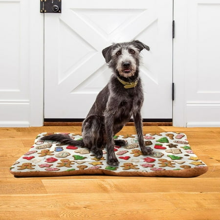 Iauyy 36x24in Washable Dog Bed Mats 4cm Thick Comfort Pet Bed with Non-Slip Bottom for Crates Indoors & Outdoors - Puppy Essentials The Colorful Snowman