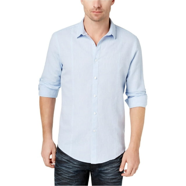 I.N.C Chemise à Boutons pour Hommes, Bleu, TTG