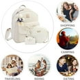 thumbnail image 4 of Backpack for Women, Cute Bowknot Leather Small Backpack 3-Pcs for Ladies, White, 4 of 6
