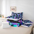 thumbnail image 5 of YST Gothic Skull 7-Piece Comforter Set, King Size, Neon Stars Flowers Print, Polyester, Bedding Set, 5 of 5