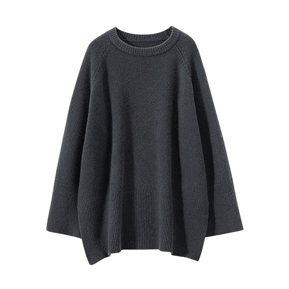 Dagegui Women's Oversized Sweaters Casual Crew Neck Long Sleeve Knitwear Loose Fit Pullover Fall Winter Knitted Sweater Gray,Free Size