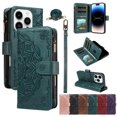 thumbnail image 1 of For iPhone 14 Pro Max Wallet Case, 9 Card Slots RFID Blocking Crossbody Leather Cover, Zipper Pocket, Detachable Wrist & Shoulder Strap, Magnetic Shockproof Protective Phone Case for Women,Green, 1 of 11