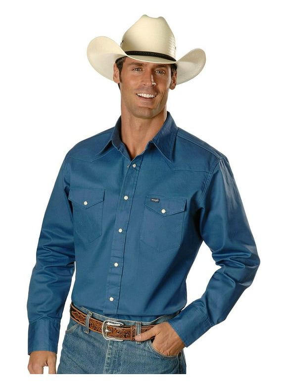Wrangler Men's Cowboy Cut Firm Finish Long Sleeve Work Shirt