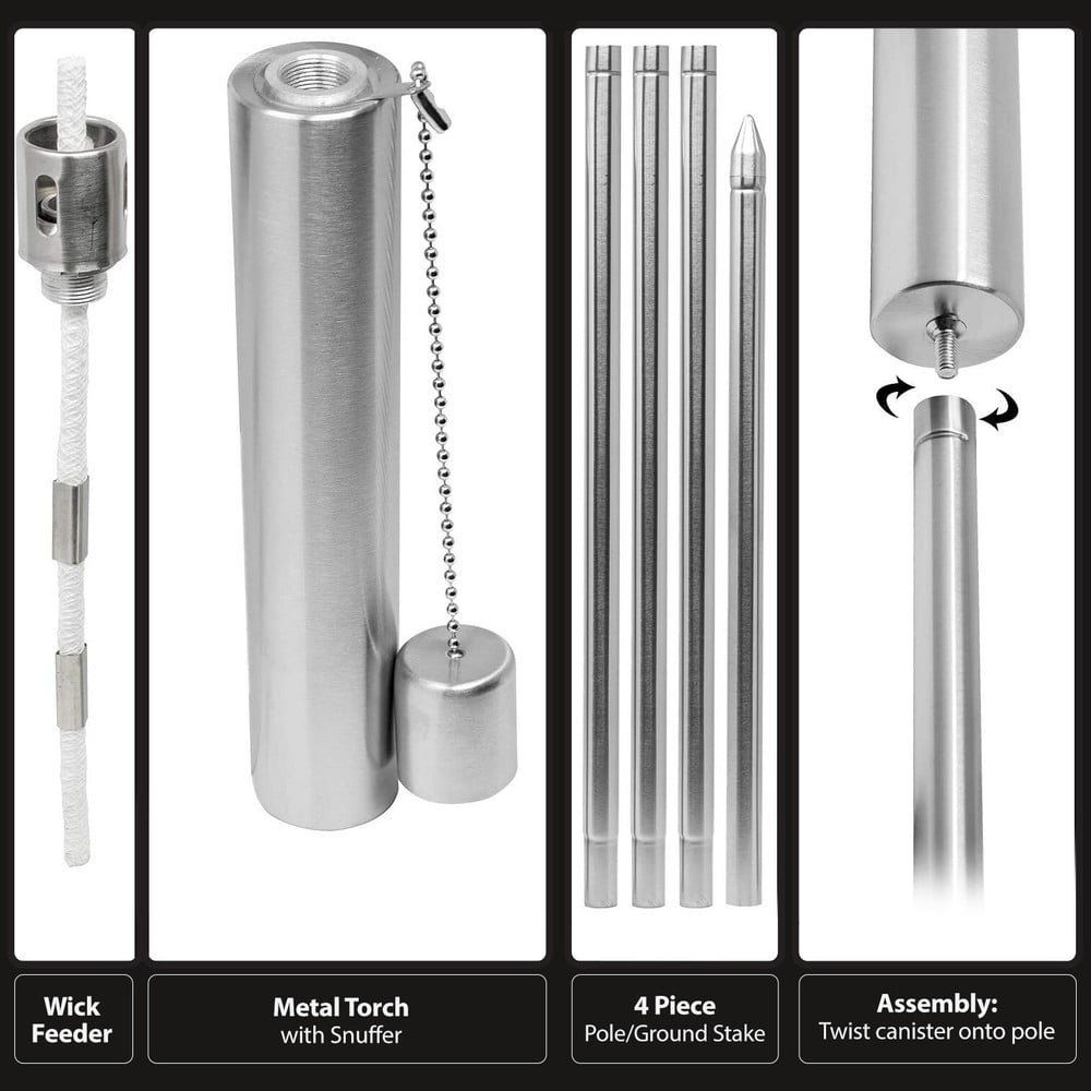 Stainless Steel Outdoor Torches, Citronella Oil Lamp, Set of 4 (Barrel) for Bedroom, Living Room,  Kitchen