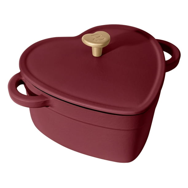 Beautiful 2QT Cast Iron Heart Shaped Dutch Oven, Merlot by Drew