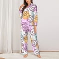 thumbnail image 2 of Vsdgher Donuts and Coffee Pajamas Set Long Sleeve Sleepwear Womens Button Down Nightwear Pj Sets-X-Large, 2 of 7