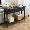 thumbnail image 5 of 3More Entryway Console Table with 3 Drawers,42" Carved Hallway Table with Open Shelf,Long Sofa Table for Living Room, Hallway, Behind Couch,Black, 5 of 16
