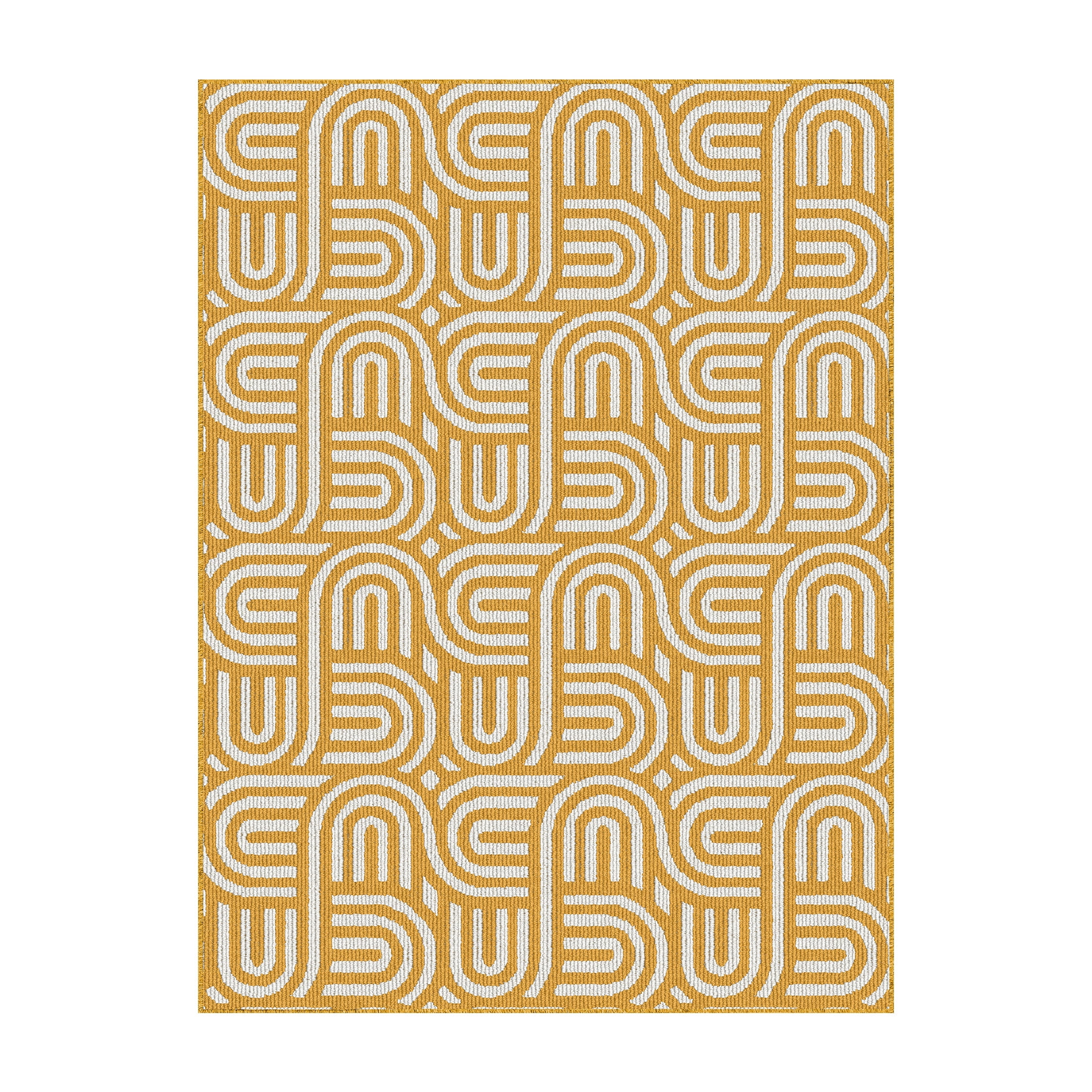 U-Carpet Spring Indoor Modern Geometric Machine-Tufted Yellow Accent Rug, 3' x 4', Machine Washable, Non-Skid Backing