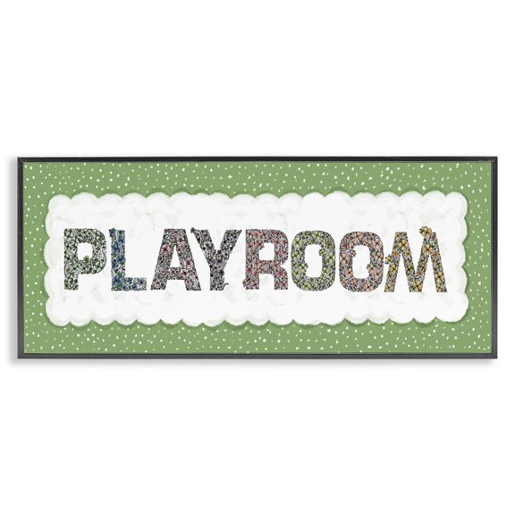 Stupell Industries Cottage Playroom with Green Border Black Framed Giclee Art, 24 x 10, by Jennifer Stith