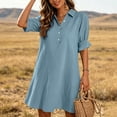 thumbnail image 2 of Byworldtasic Womens Summer Shirt Dress 2026 Ruffle Short Sleeve Button Down Flowy Swing Shift Mini Dresses, 2 of 8