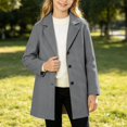thumbnail image 2 of Afdoent Girls Winter Coat Solid Long Jacket Kids Button Front Casual Warm Outerwear for Fall Fashion Outfits, 2 of 5