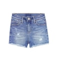 thumbnail image 1 of KIDSCOOL SPACE Big Girls Boys Jeans Shorts,Ripped Frayed Raw Hem Simple Design Cute Summer Denim Pants,Blue,9-10 Years, 1 of 6