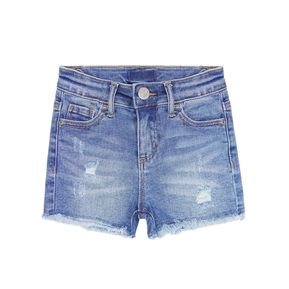 KIDSCOOL SPACE Little Girls Boys Jeans Shorts,Ripped Frayed Raw Hem Simple Design Cute Summer Denim Pants,Blue,4-5 Years